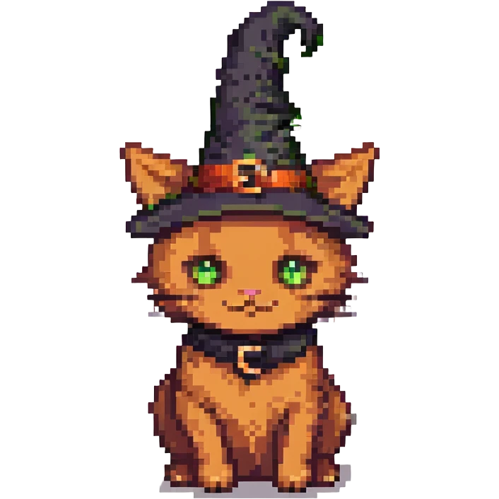 purple witch cat pixel art emoji