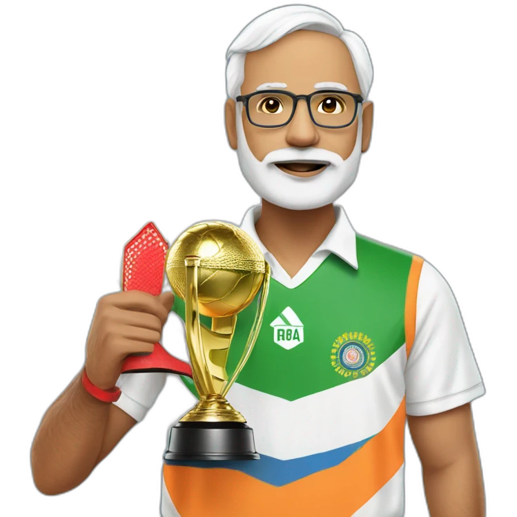 Modi with World Cup of cricket  emoji