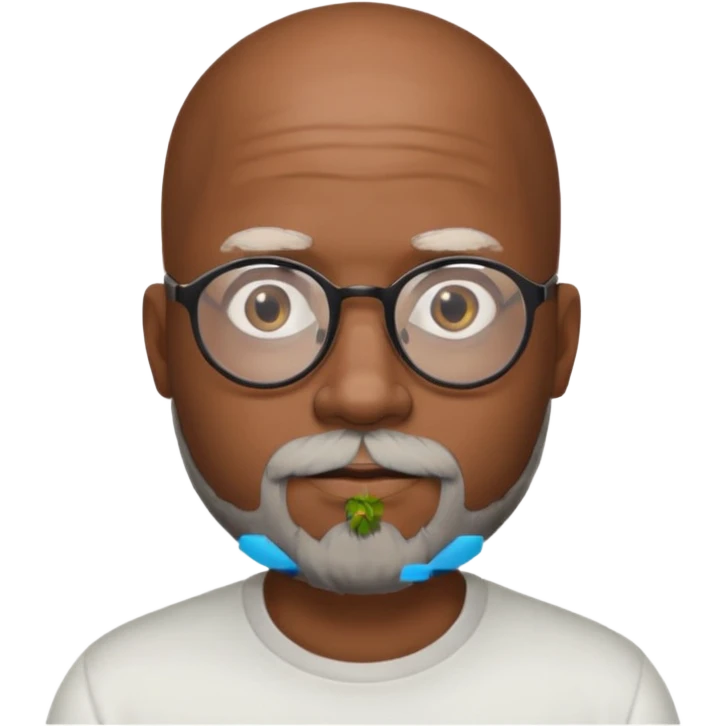 African american male, bald, salt and pepper beard. Round face, glasses emoji