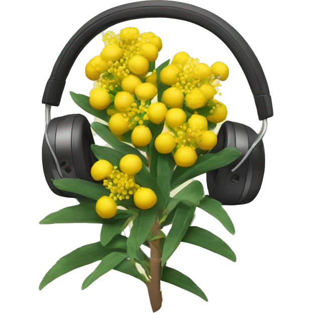 Flowering australian wattle with headphones emoji