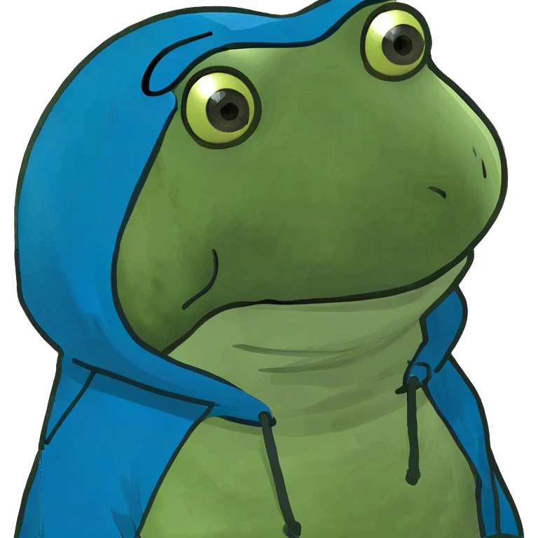 Frog wearing a blue hoodie  emoji