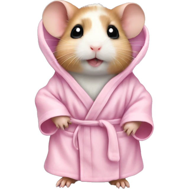baby hamster in light pink robe full body emoji