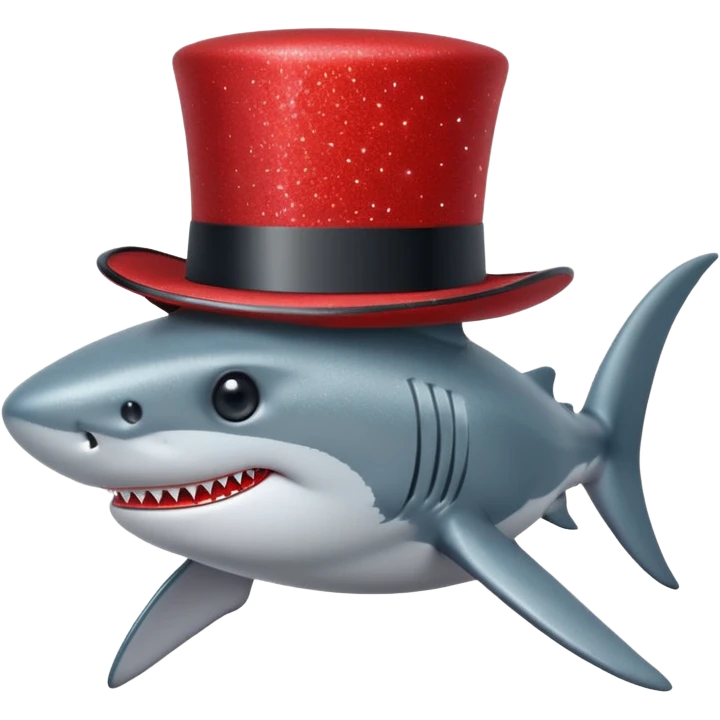 red glitter top hat shark emoji