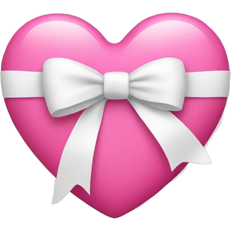 pink heart emoji with white bow on top of it  emoji