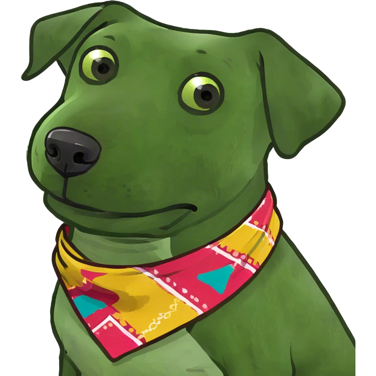 Dog wearing emoji