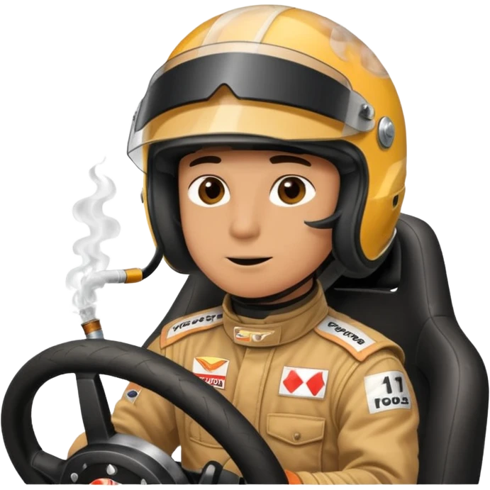 drifting car with tires smoke and a driver with a f1 helmet emoji
