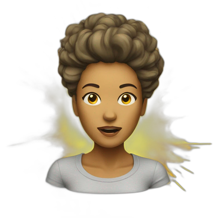 woman with exploding head yellow shirt emoji
