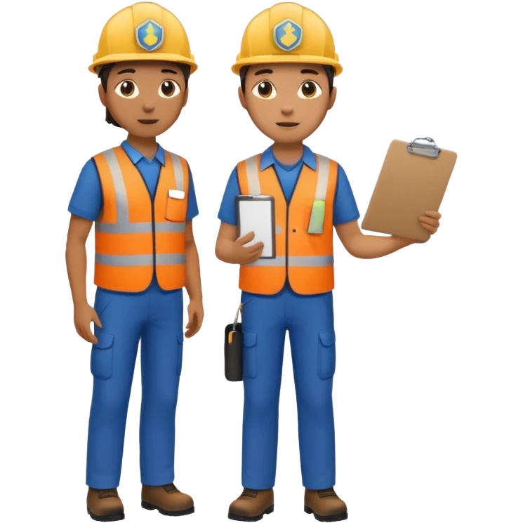 Landscaping company worker talking to another person, full body emoji