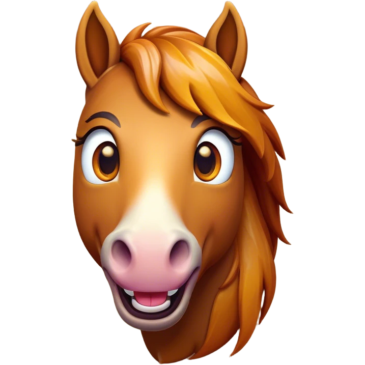 Cinematic Comical Bay Horse Portrait Emoji, Head tilted dramatically with an exaggeratedly amused expression, featuring a striking bay fur with a glossy finish and bold accents, wide, expressive amber eyes filled with playful disbelief, Simplified yet hilariously expressive features, highly detailed, glowing with a slightly sassy glow, high shine, dramatic yet playful, stylized with an air of cheeky mischief, bright and endearing, soft glowing outline, capturing the essence of a spirited and over-the-top horse, so meme-worthy it feels like it could side-eye its way into internet fame instantly! emoji