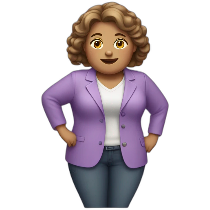 fat girl teacher in a lilac jacket emoji