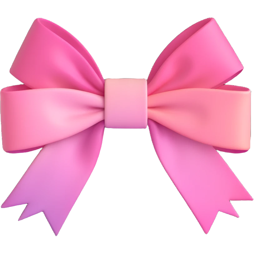 3D emoji style pink bow with gothic effect, pastel pink to black gradient,, remove background emoji