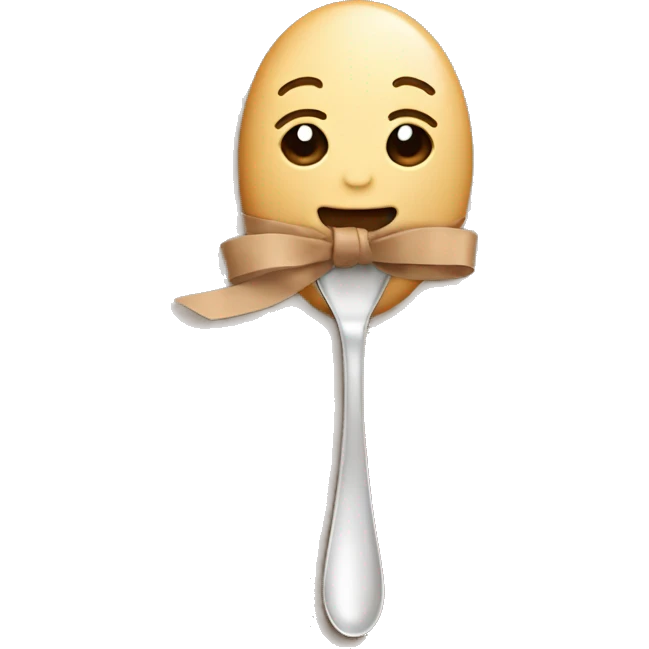 Spoon cute tied with a soft light brown ribbon emoji