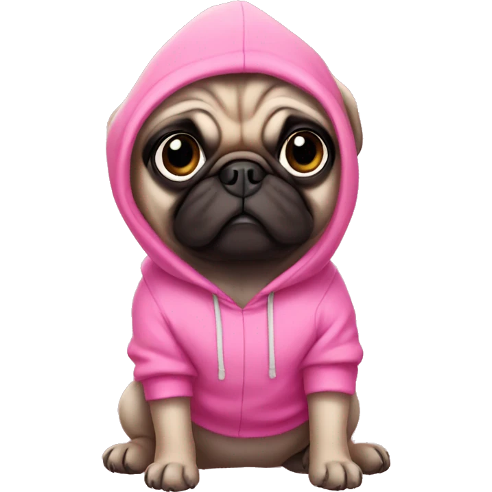 pug wearing pink hoodie  emoji