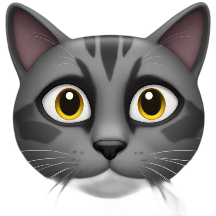 There is a Grey black cat face on love. emoji