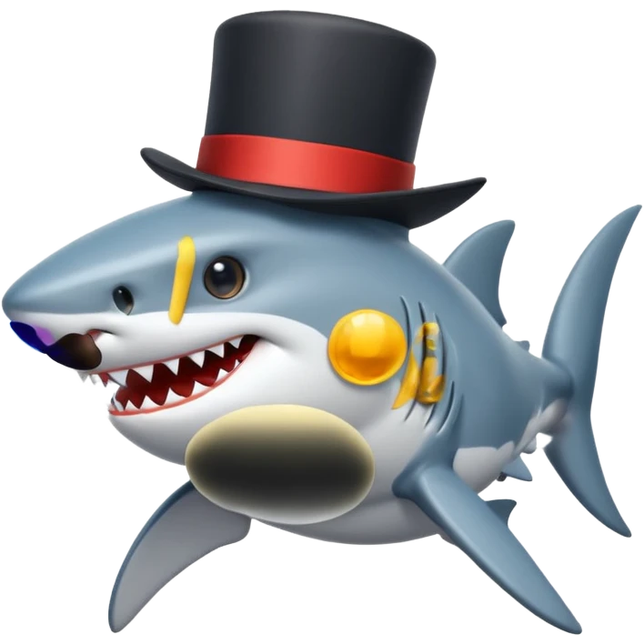 Shark with a top hat emoji