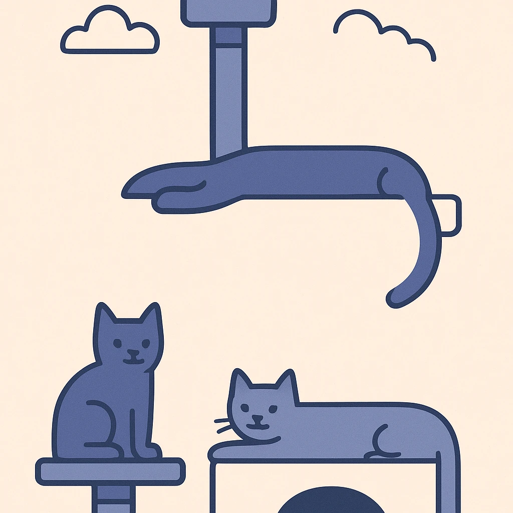 cats relaxing in a vertical playhouse emoji