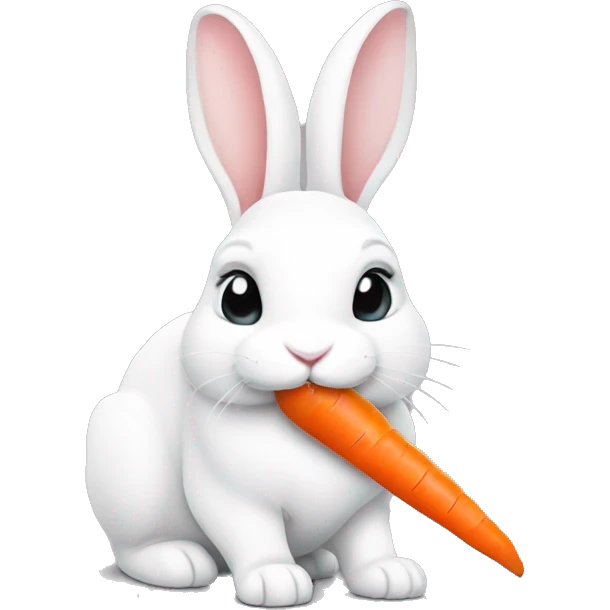 White rabbit eating a carrot emoji