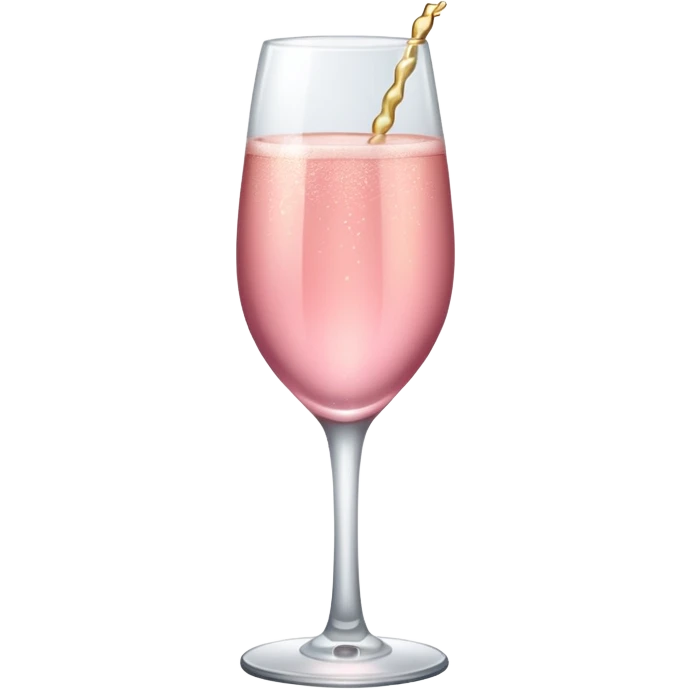 One glass of pink colored champagne, ios emoji style. emoji