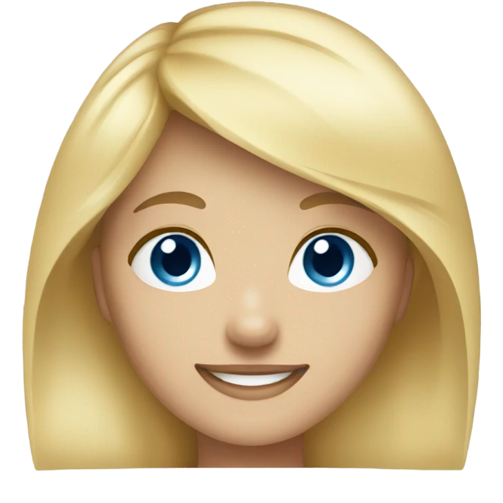 smiling girl with blonde hair and blue eyes emoji