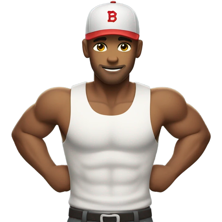 White guy Hunk with 6 pack abs and a baseball cap  emoji