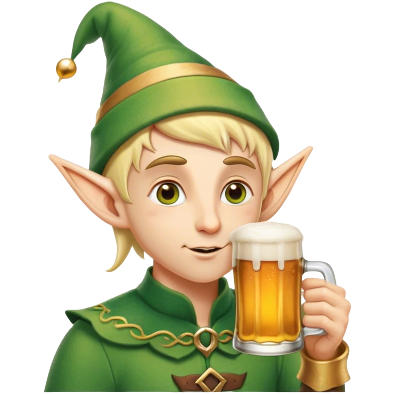 Elf drinking beer emoji