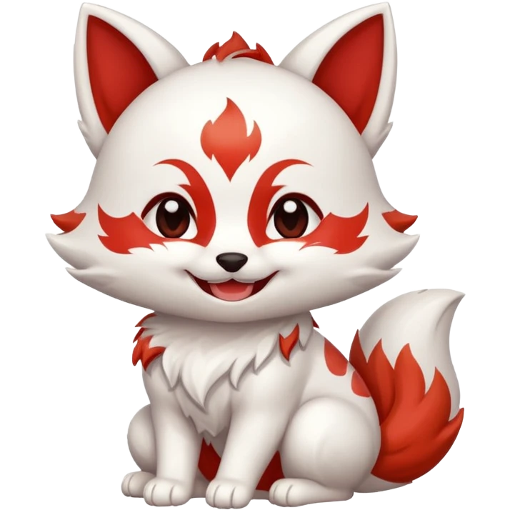 Happy laughing white with red marks Chibi baby cute kitsune   emoji