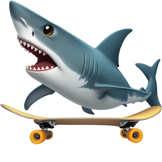 A shark using a skateboard emoji