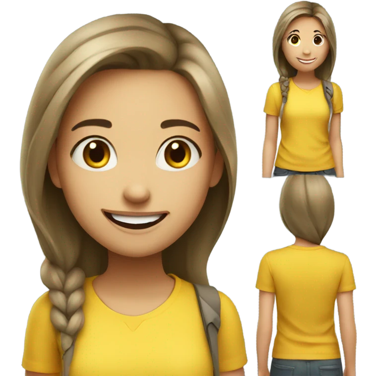 smiling girl in yellow shirt emoji