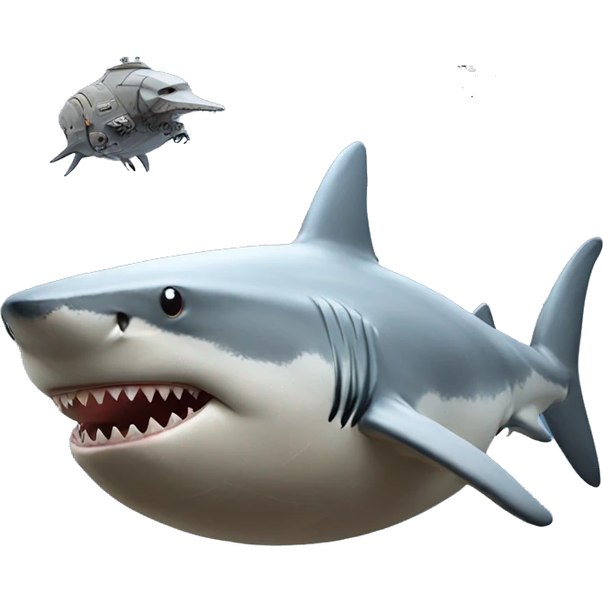 Shark playing with Star Wars ships emoji