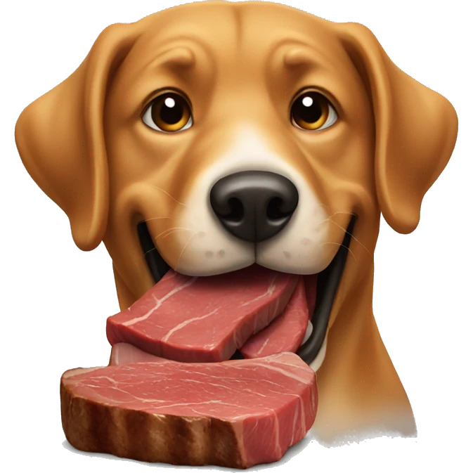 dog eating steak emoji