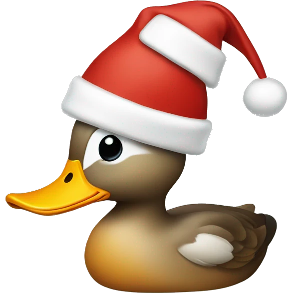 Duck with a christmas hat emoji