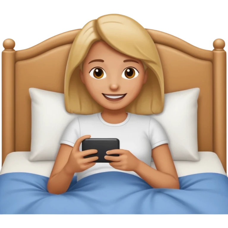 
emoticon of lying in bed and looking at phone emoji