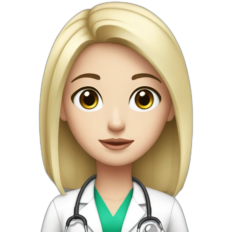 doctor, black hair, girl, white skin, straight hair, freckles, green-brown eyes, pink lips emoji