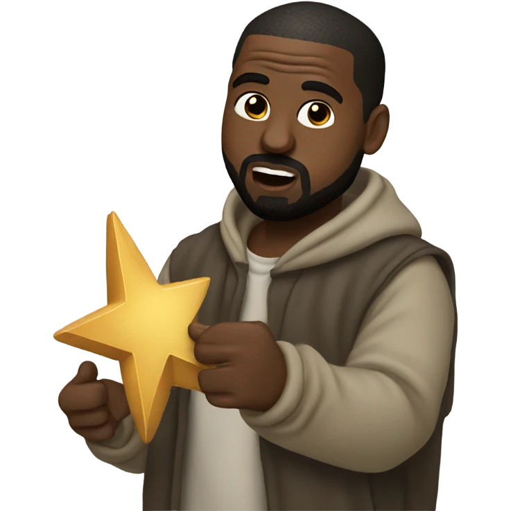 Kanye west with a Star of David in his hand emoji