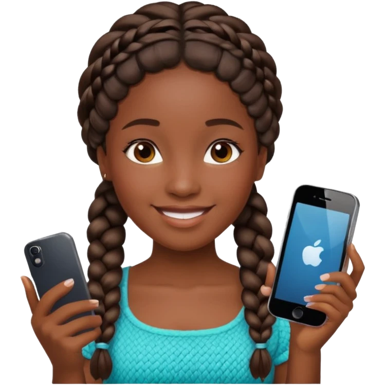 iphone 17 + a caribbean girl, no bathsuit just a regular girl with braid or nappy hair  emoji