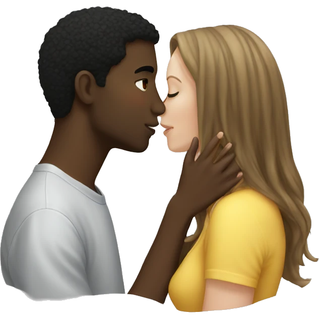 black guy kissing white girl emoji