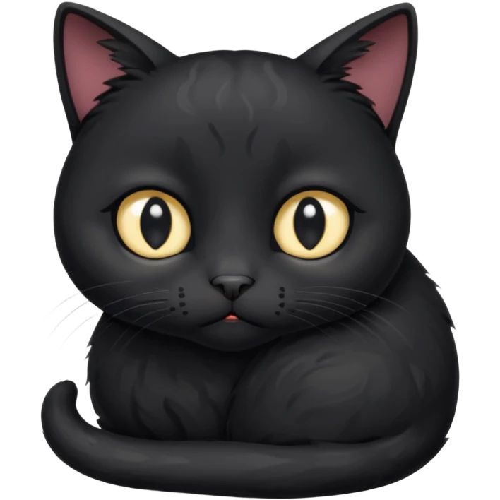 sad black cat with a tear, curled up emoji