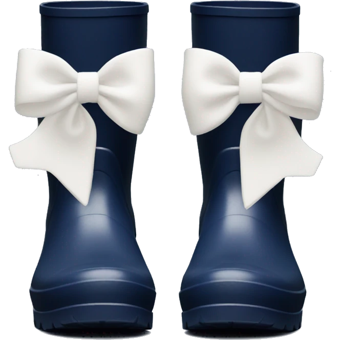 Navy blue hunter wellington boots with white bow emoji