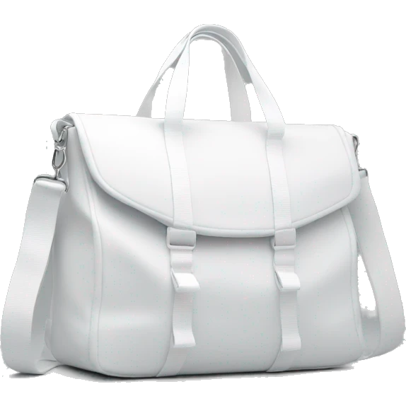 all white shoulder gym bag, white strap emoji