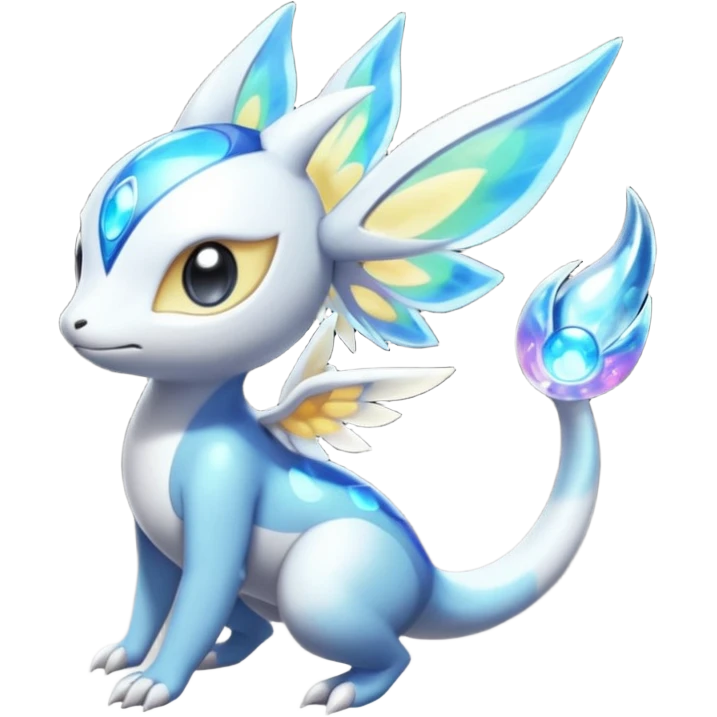 Angelic Divine Bioluminescent Translucent Luminescent Diaphanous Shiny Colorful Meloetta-Latias-Veemon-Peppercat-Wargreymon-Protogen-Fakémon-fusion-hybrid-creature emoji