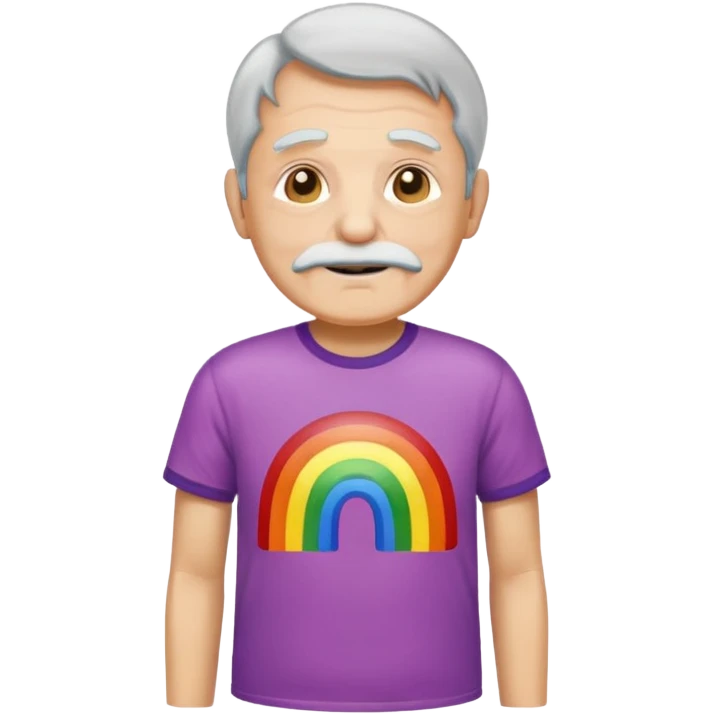 old man with rainbow colored t shirt emoji