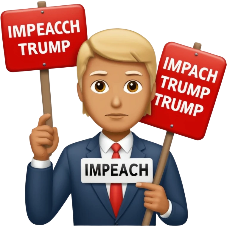 man holding sign that says impeach trump emoji