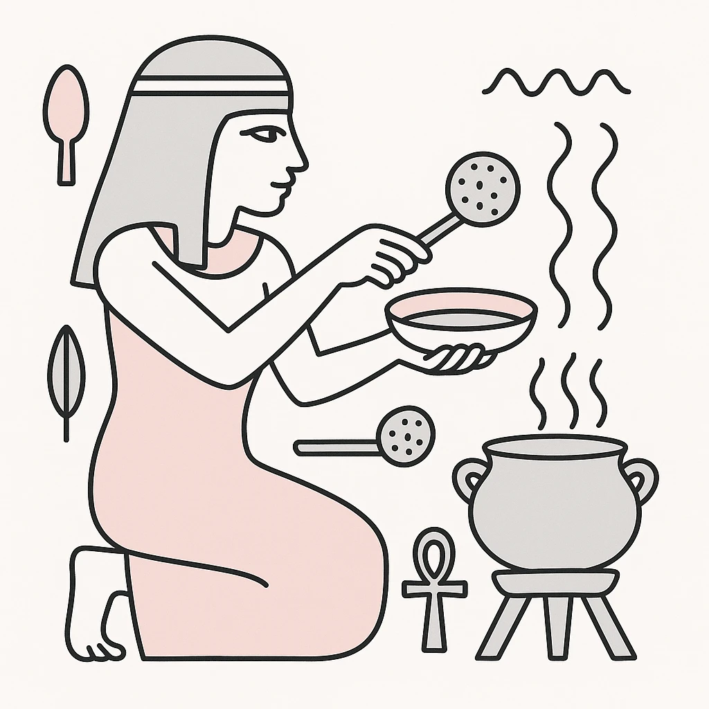 ancient Egyptian cooking scene in hieroglyphic style emoji