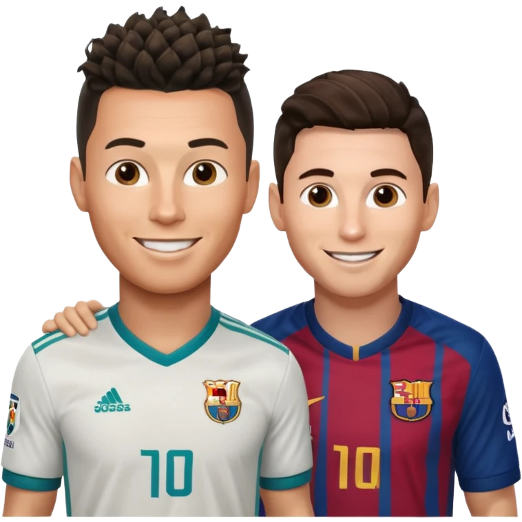 Prime noodle hair ronaldo and prime 2012 messi Smiling in one Photo and make it realistic  emoji