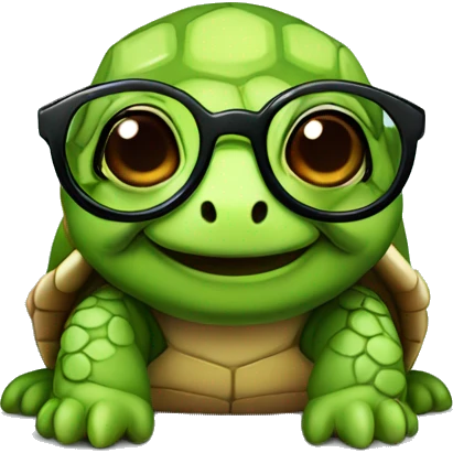 cute turtle with round glasses emoji