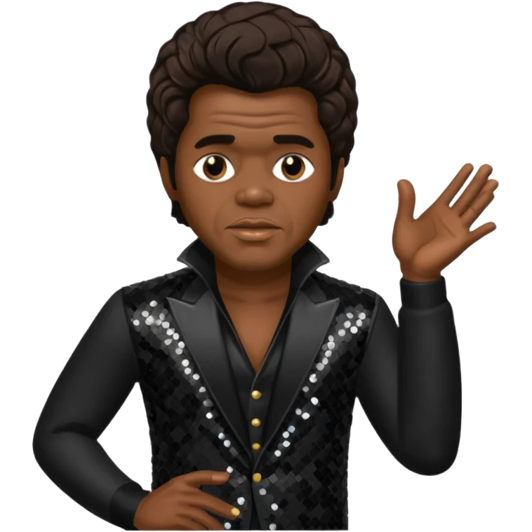 James Brown with dark brown, black sequin outfit emoji