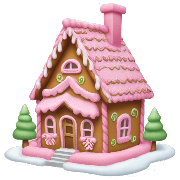 A pink gingerbread house emoji