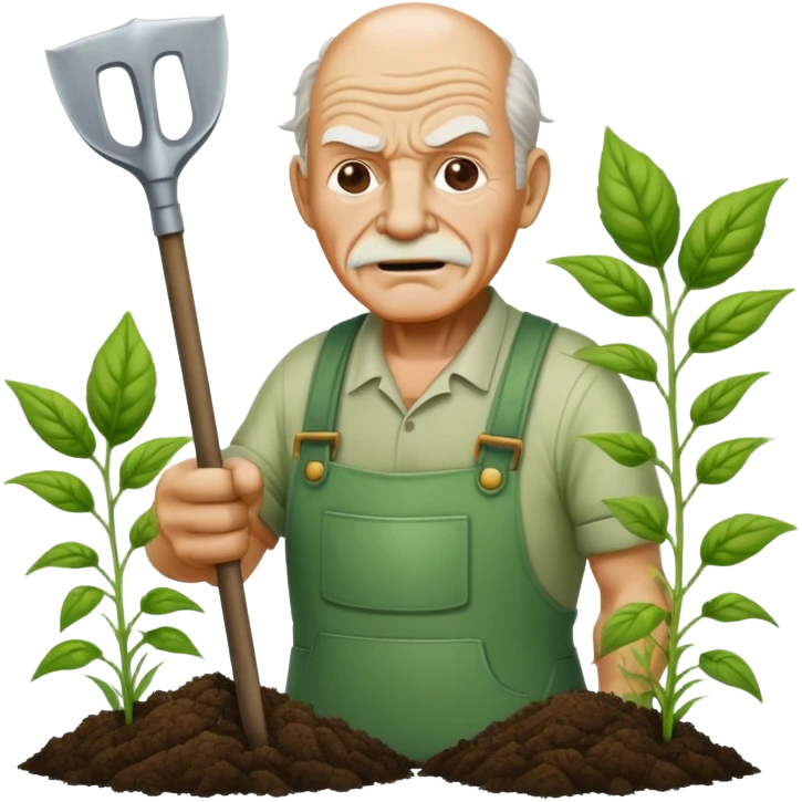 Gardener old Bob kill weeds from the toxic avenger emoji