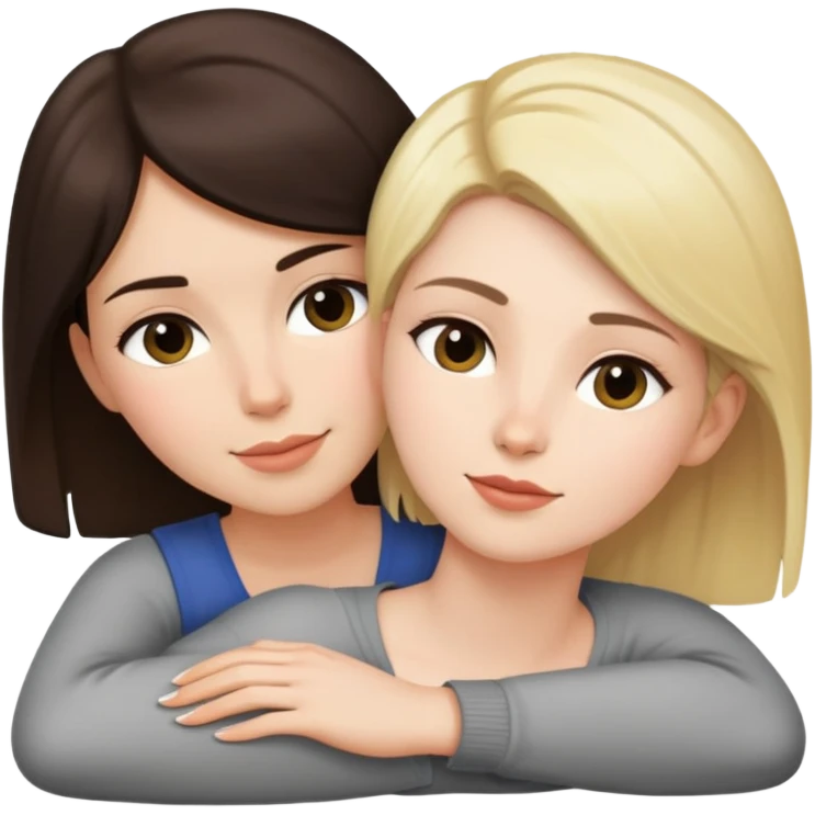 Short haired brunette woman laying on the lap of a long blonde haired woman emoji