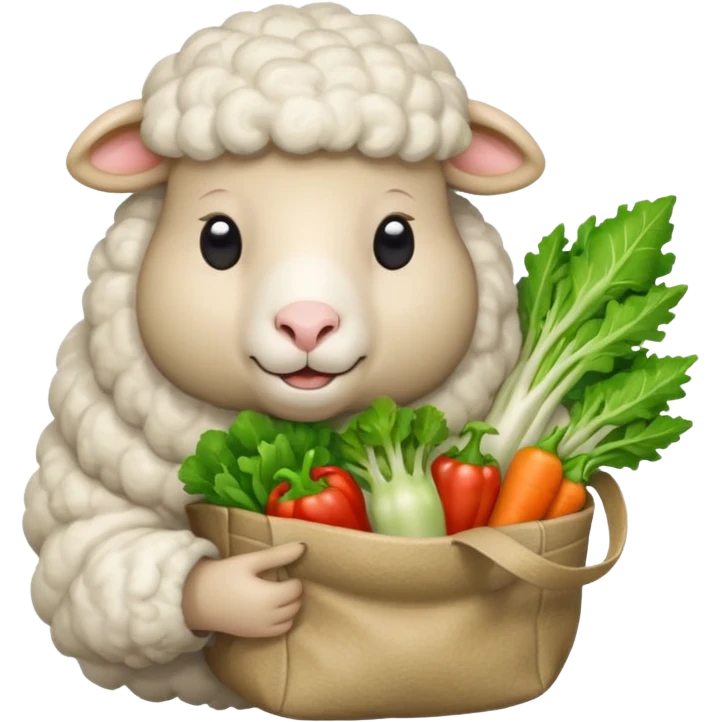 sheep holding vegetables bag emoji